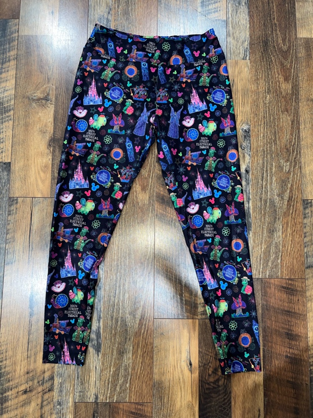 Black Multicolor Disney Main Street Electrical Parade Print Leggings